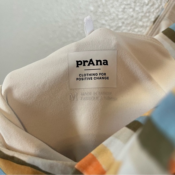 PrAna Striped Midi Dress Built-In Bra Cross Back Orange and Blue MD - Picture 7 of 9